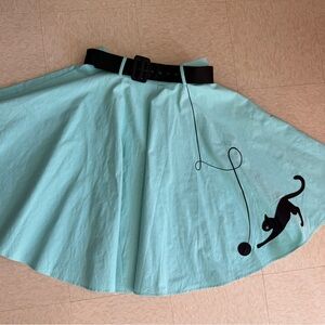 Collectif Minty Black Kitty Swing Skirt